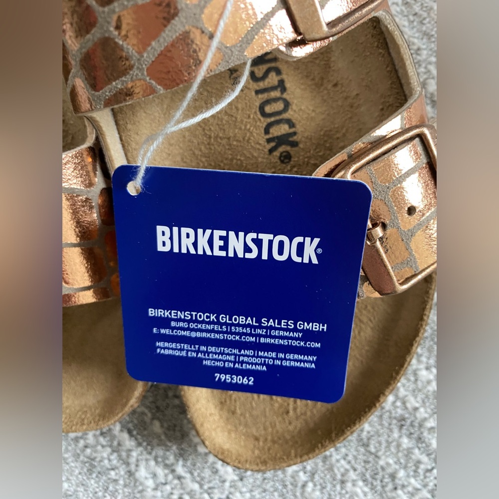 New Birkenstock Arizona Gator Gleam Sandals- Copper - Picture 3 of 8